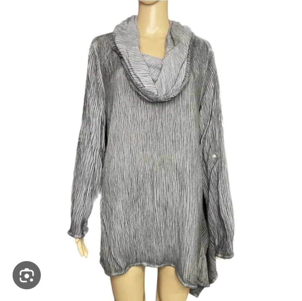 Soft Surroundings L Gray Cowl Neck Assym Tunic Excellent Condition!!